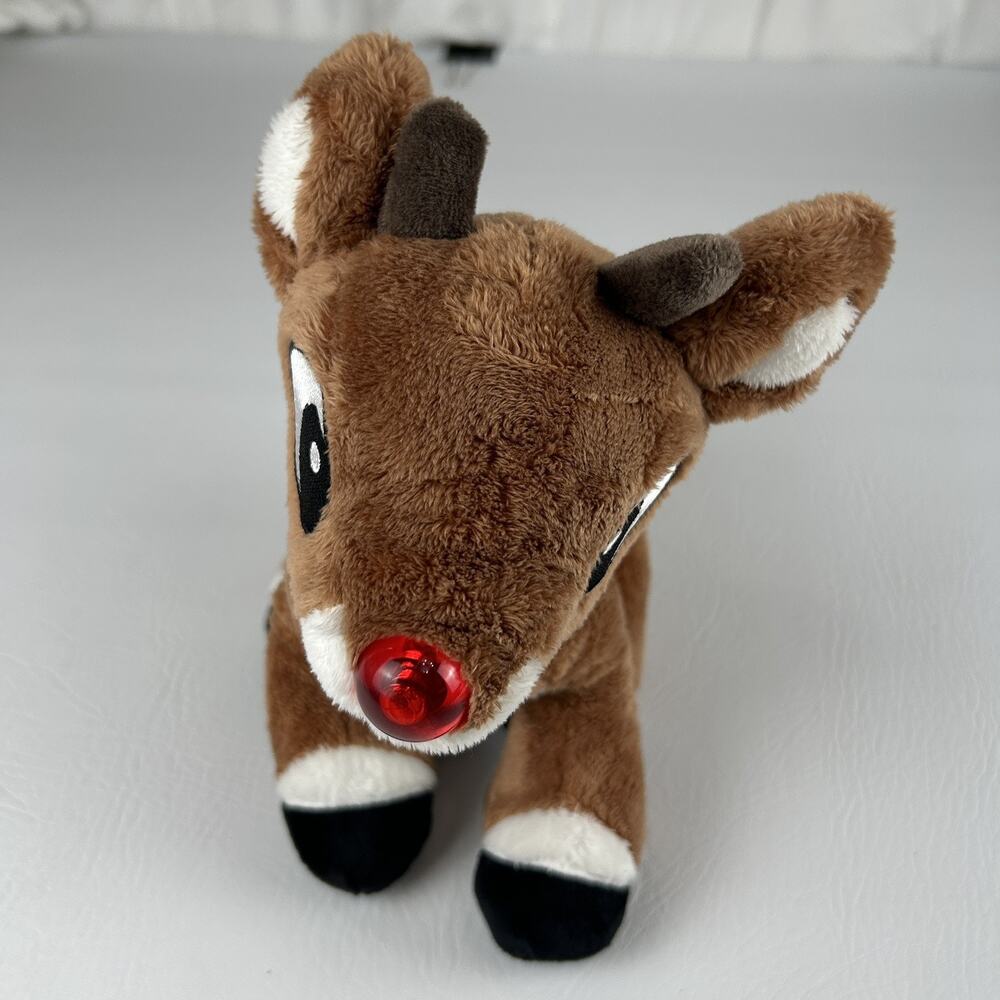 Rudolph The Red-Nosed Reindeer Plush Stuffed Animal Lights and Music 10"